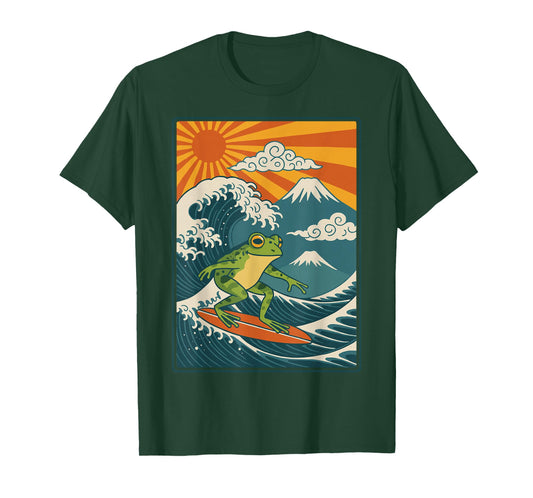 Frog Surfing Japanese T-Shirt
