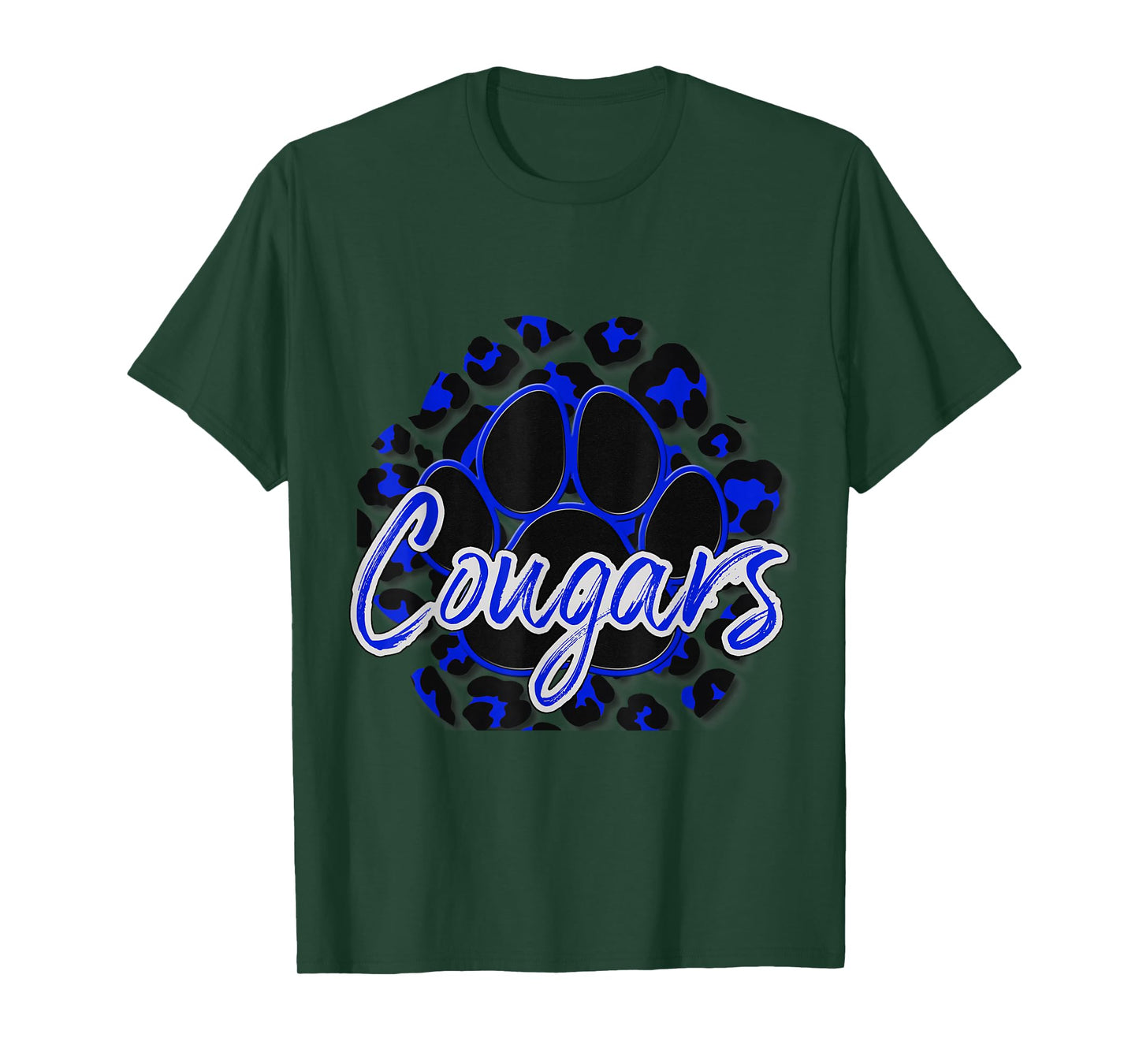 Cougar Blue Black Cheetah School Sports Fan Team Spirit T-Shirt