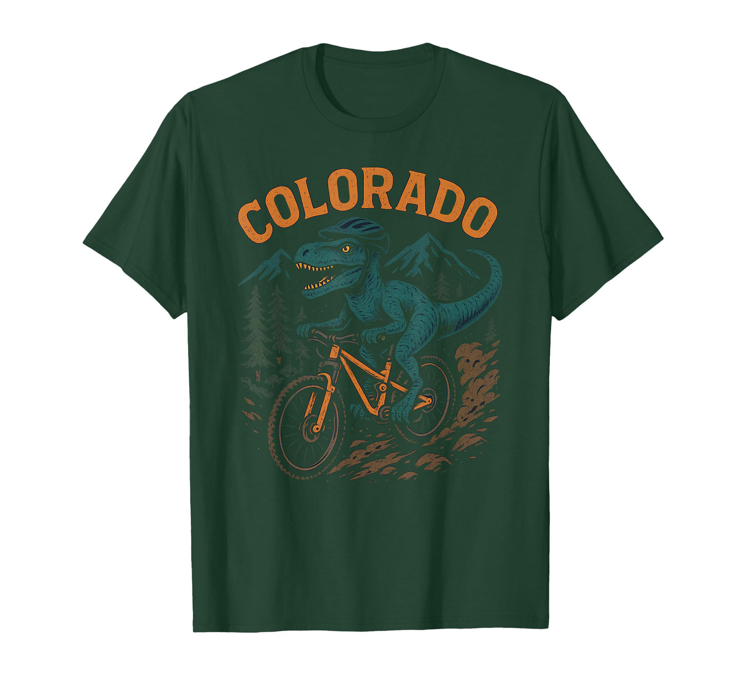 Colorado Mountain Biking T-Rex Dinosaur Funny Cycling Design T-Shirt