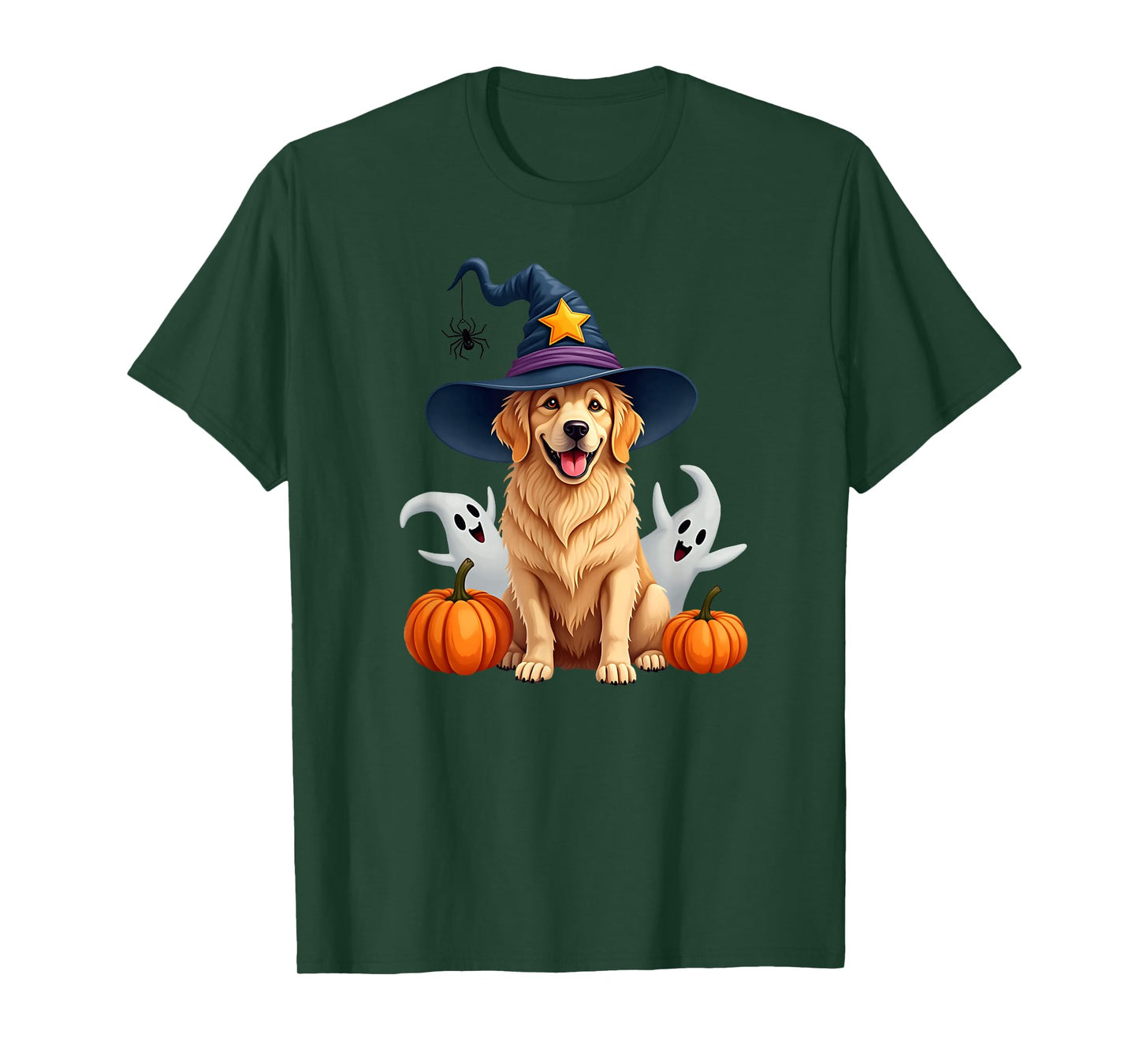Halloween Golden Retriever Dog, Witch's, Wizard's hat T-Shirt