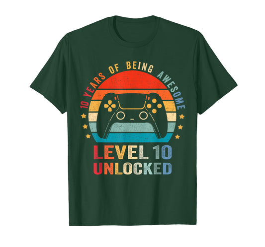 Level 10 Unlocked Shirt Funny Video Gamer 10th Birthday Gift T-Shirt