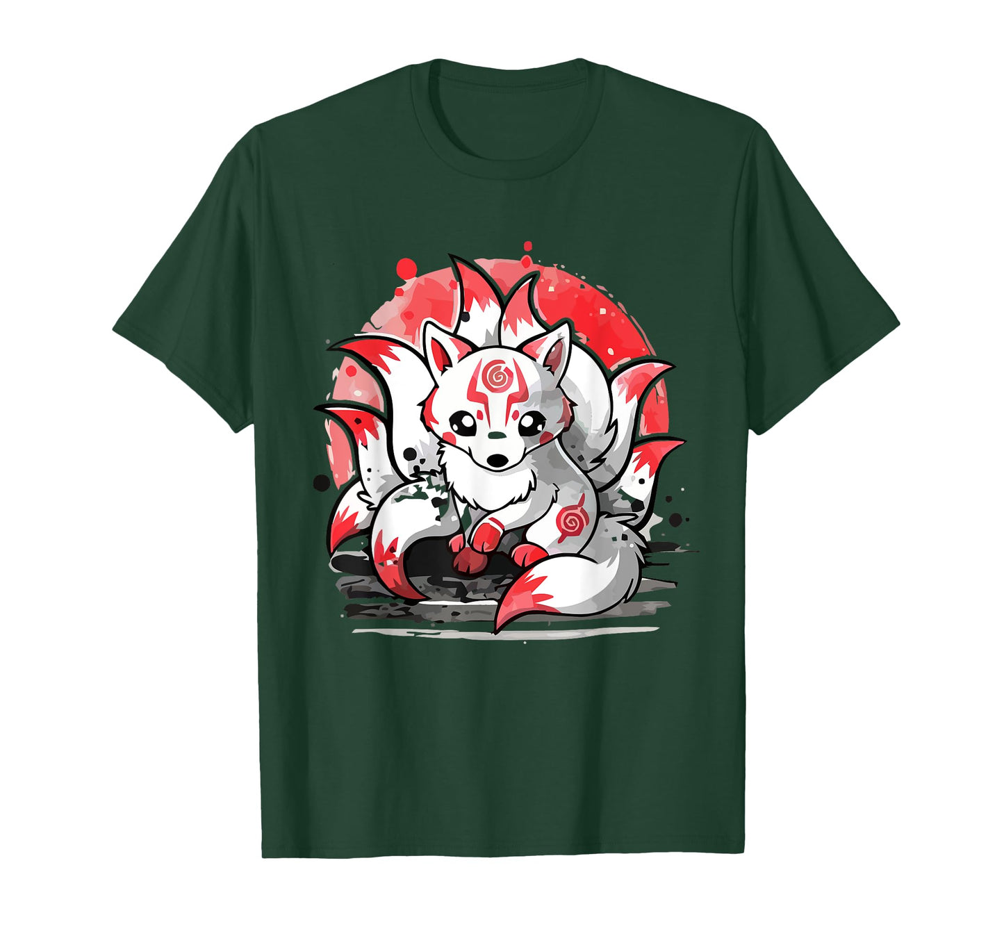 Laughing nine-tails Kitsune Japanese Fox Kids Teens Girls T-Shirt