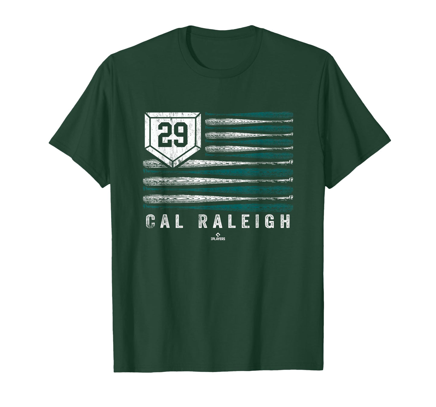 Vintage US Flag Baseball Stripes Cal Raleigh Seattle MLBPA T-Shirt