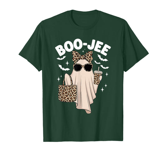 Coquette Leopard Ghost Coffee Boo-JEE Halloween Boujee Ghost T-Shirt