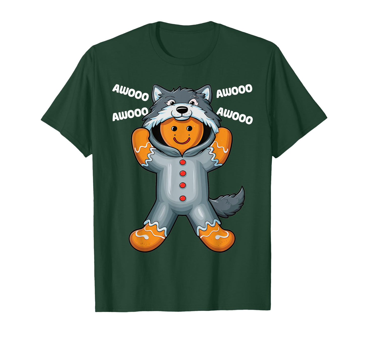 Christmas Kids Wolf Gingerbread Man Cookie T-Shirt