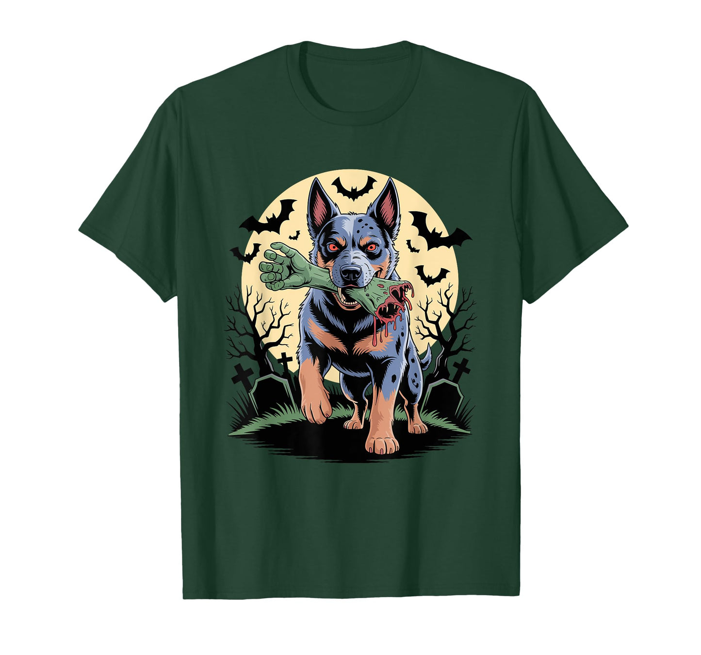 Halloween Moon Zombie Hand Australian Cattle Dog T-Shirt