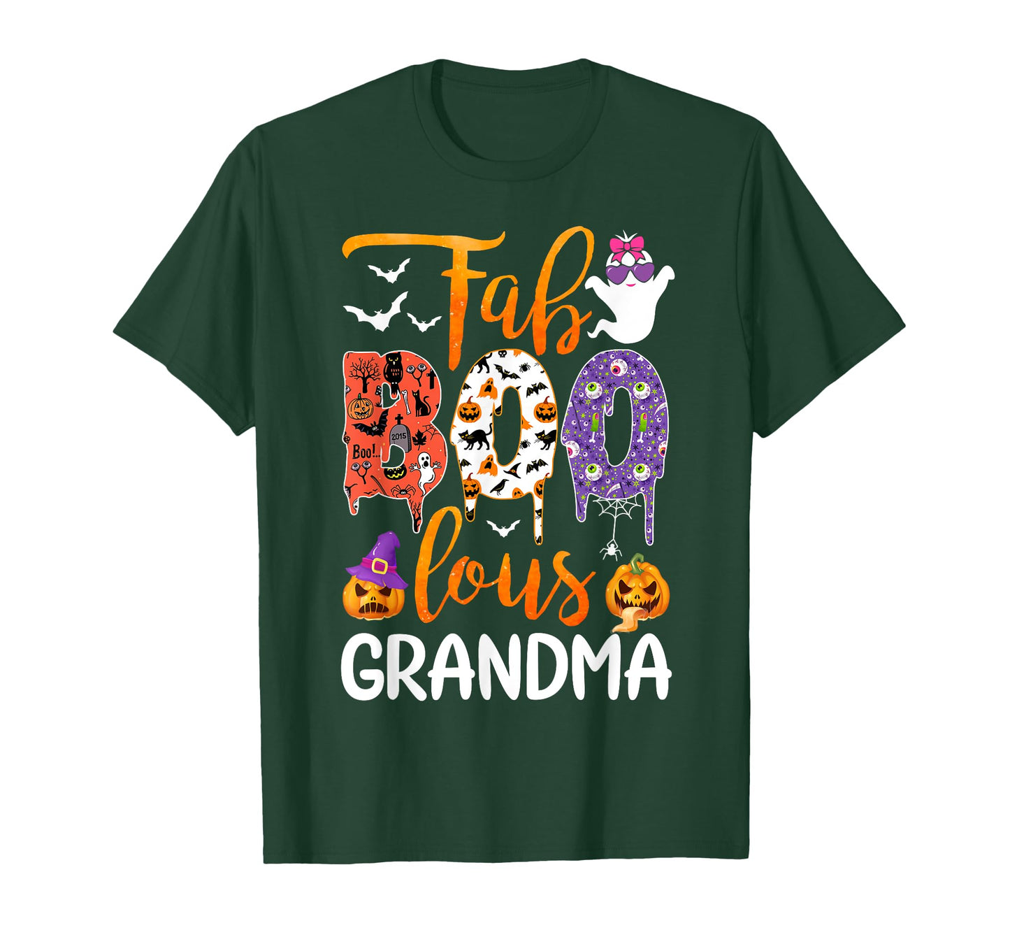 Fab Boo Lous Grandma Boo Ghost Pumpkin Halloween Grandmother T-Shirt