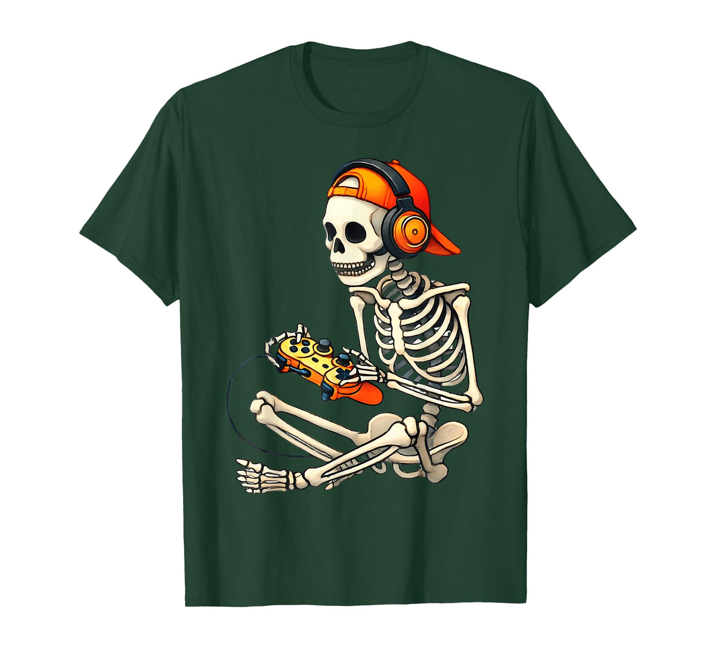 Halloween Skeleton Gamer Video Gaming Boys Men Kids Tees T-Shirt
