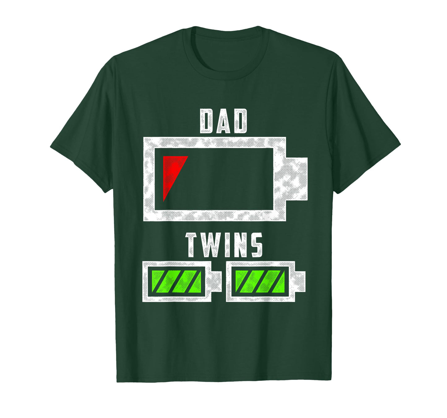 Tired Twin Dad Low Battery Dad of Twins Funny Dad T-Shirt