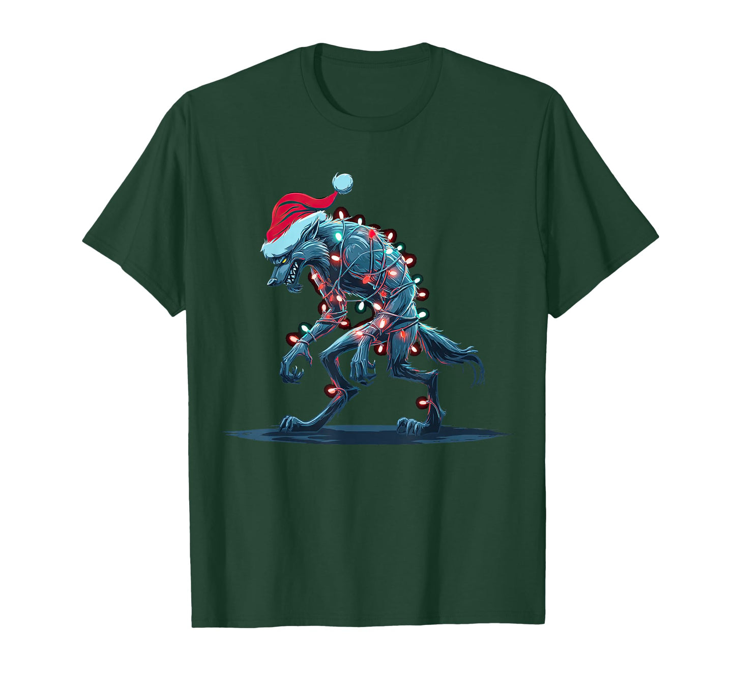 Funny Werewolf Christmas Graphics Animal Lights Lover T-Shirt