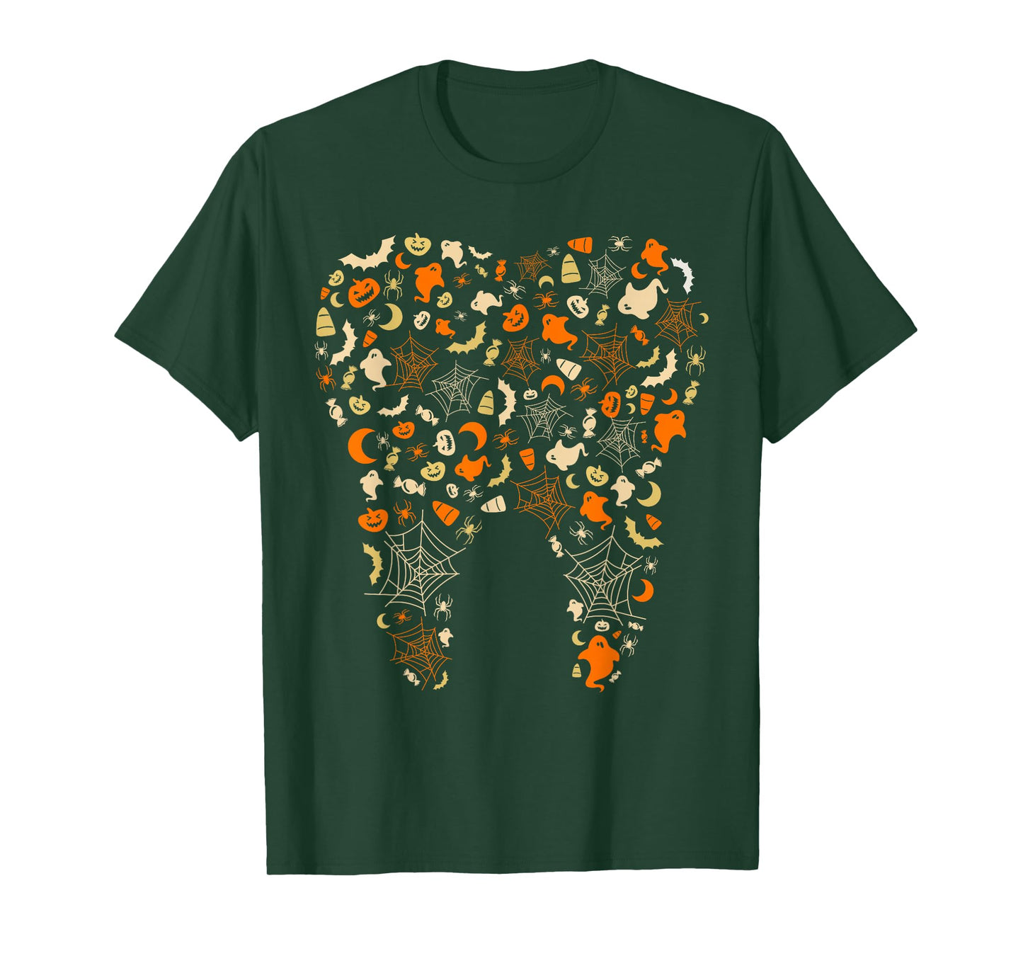 Ghosts & Pumpkins Spider Webs Tooth Dental Squad Halloween T-Shirt