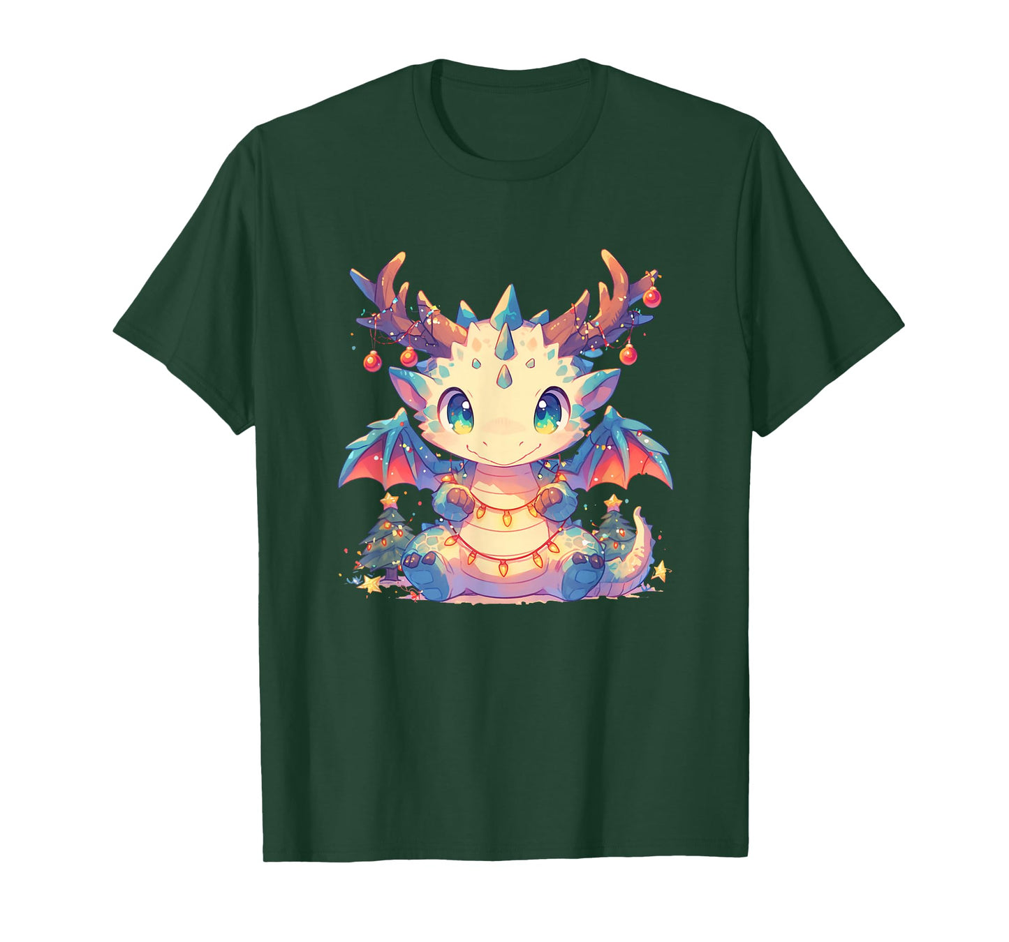 Dragon Wrapped In Christmas Lights - Dragon Christmas T-Shirt