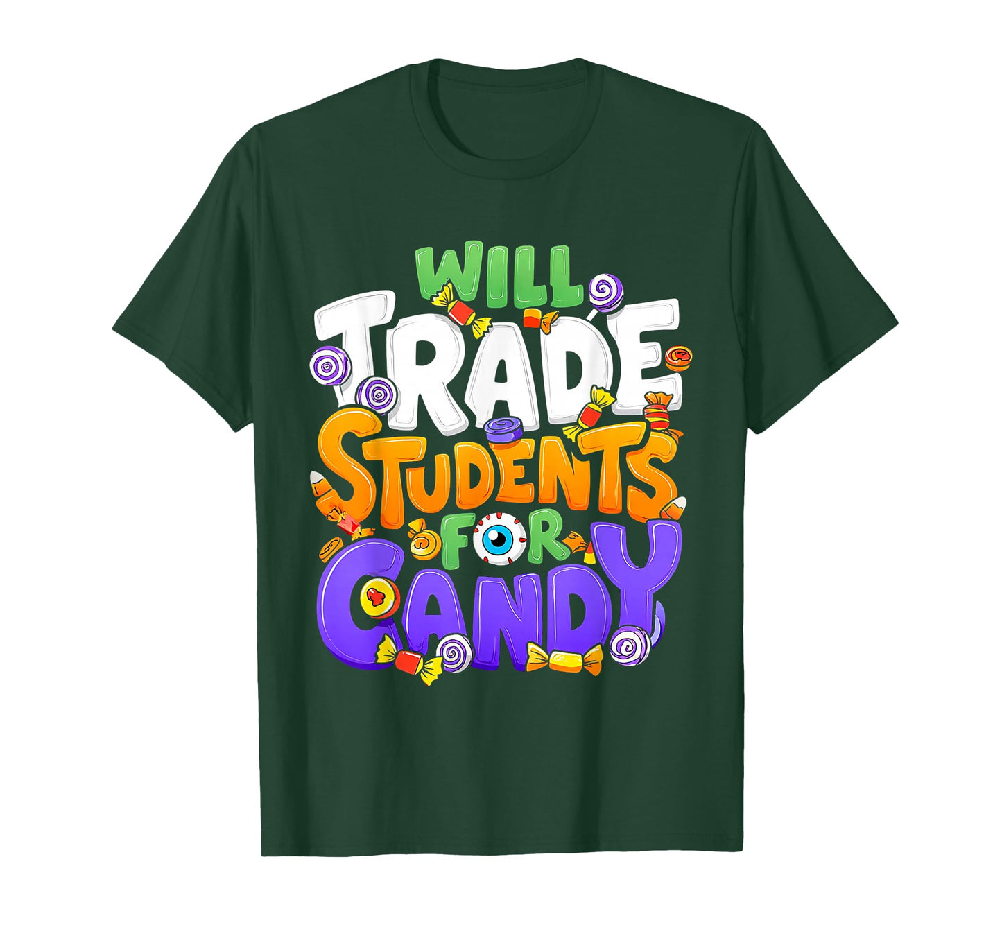 Will Trade Students for Candy Teacher Cute Halloween Costume T-Shirt