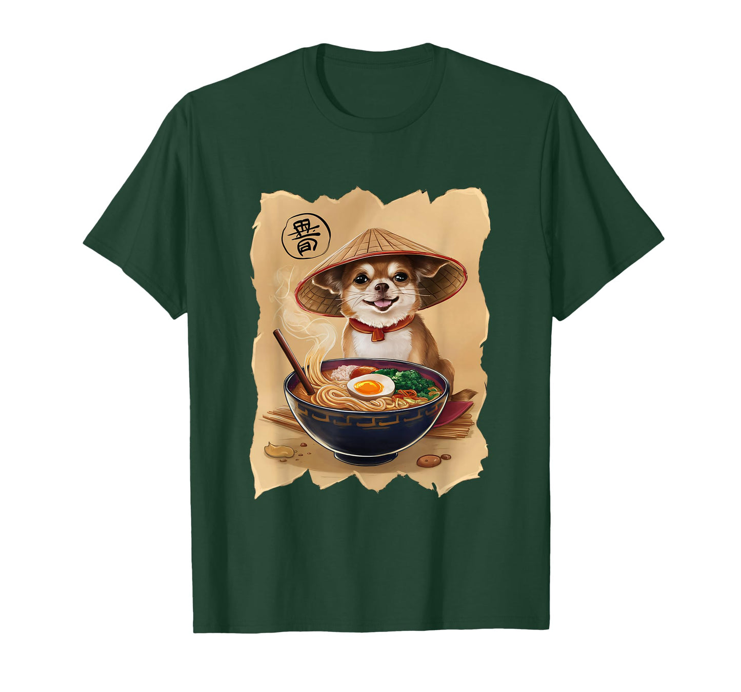 Men Woman Kawaii Eating Ramen Japanese Chihuahua T-Shirt