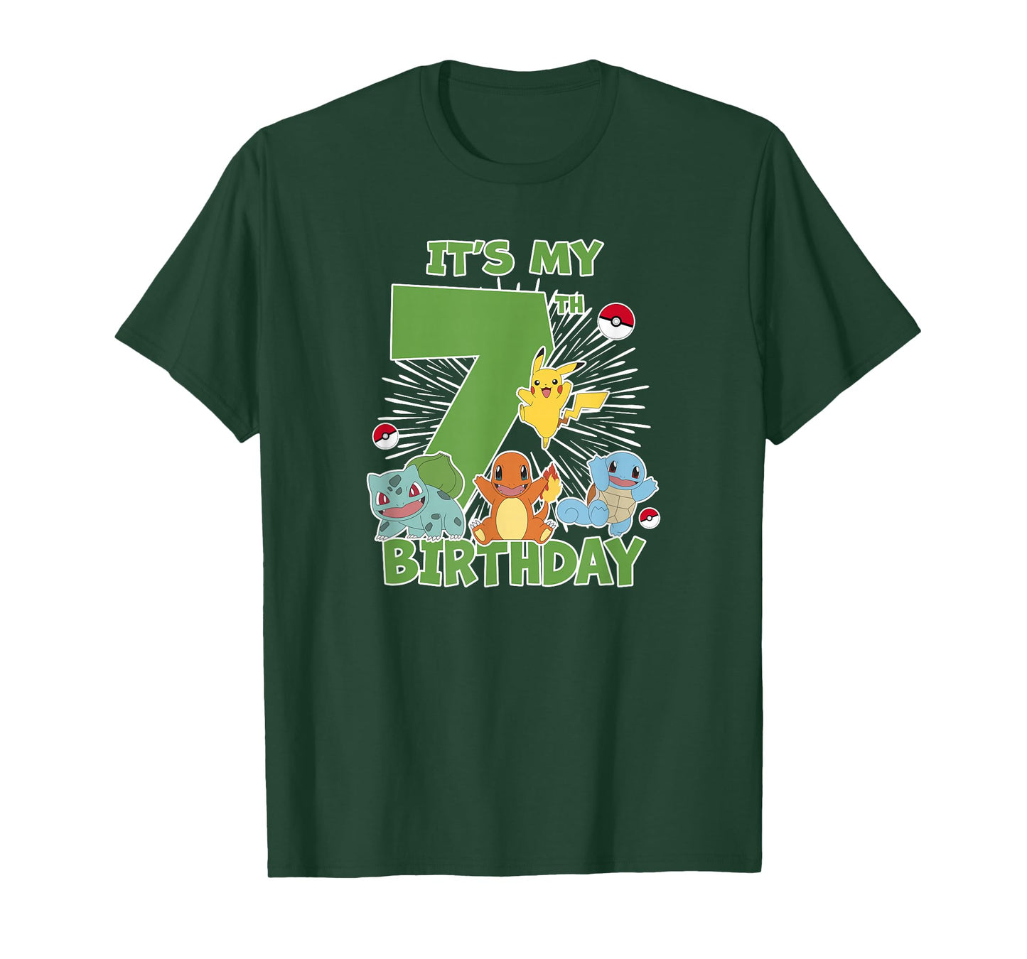 Pokémon It's My 7th Birthday Kanto Starters Celebration T-Shirt