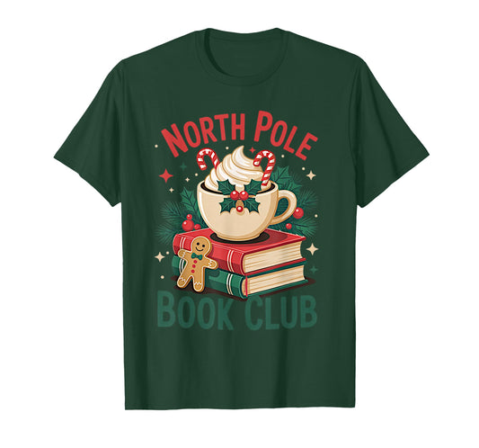 North Pole Book Club Christmas Candy Cane Gingerbread Cookie T-Shirt