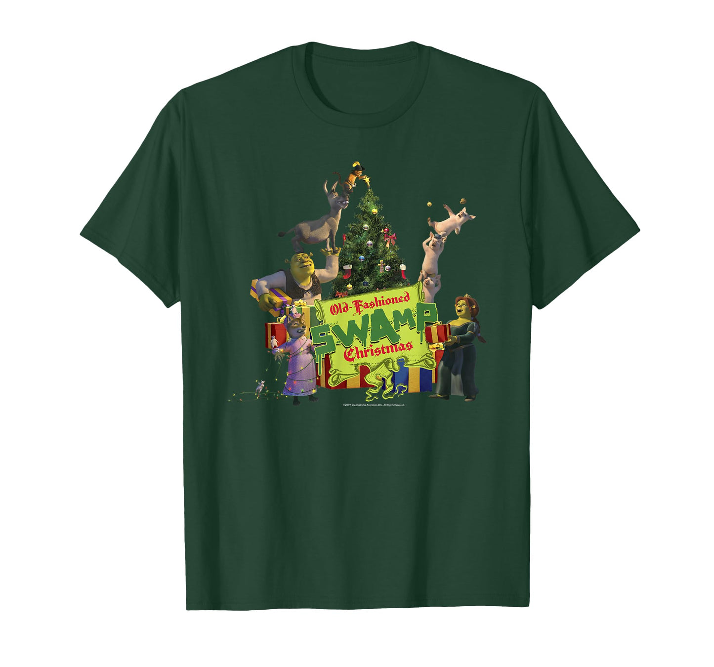 Shrek Group Shot Old-Fashioned Swap Christmas Text Poster T-Shirt