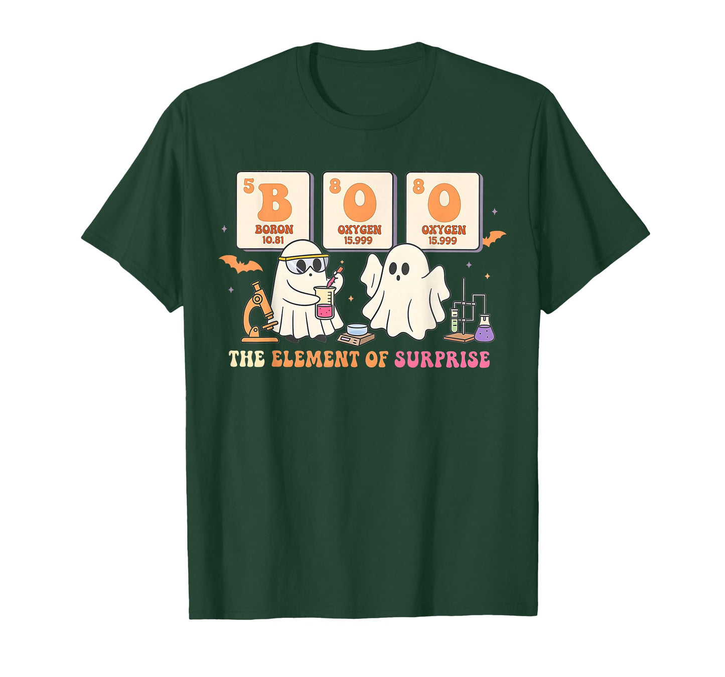 Halloween Science Teacher Boo Ghost The Element of Surprise T-Shirt