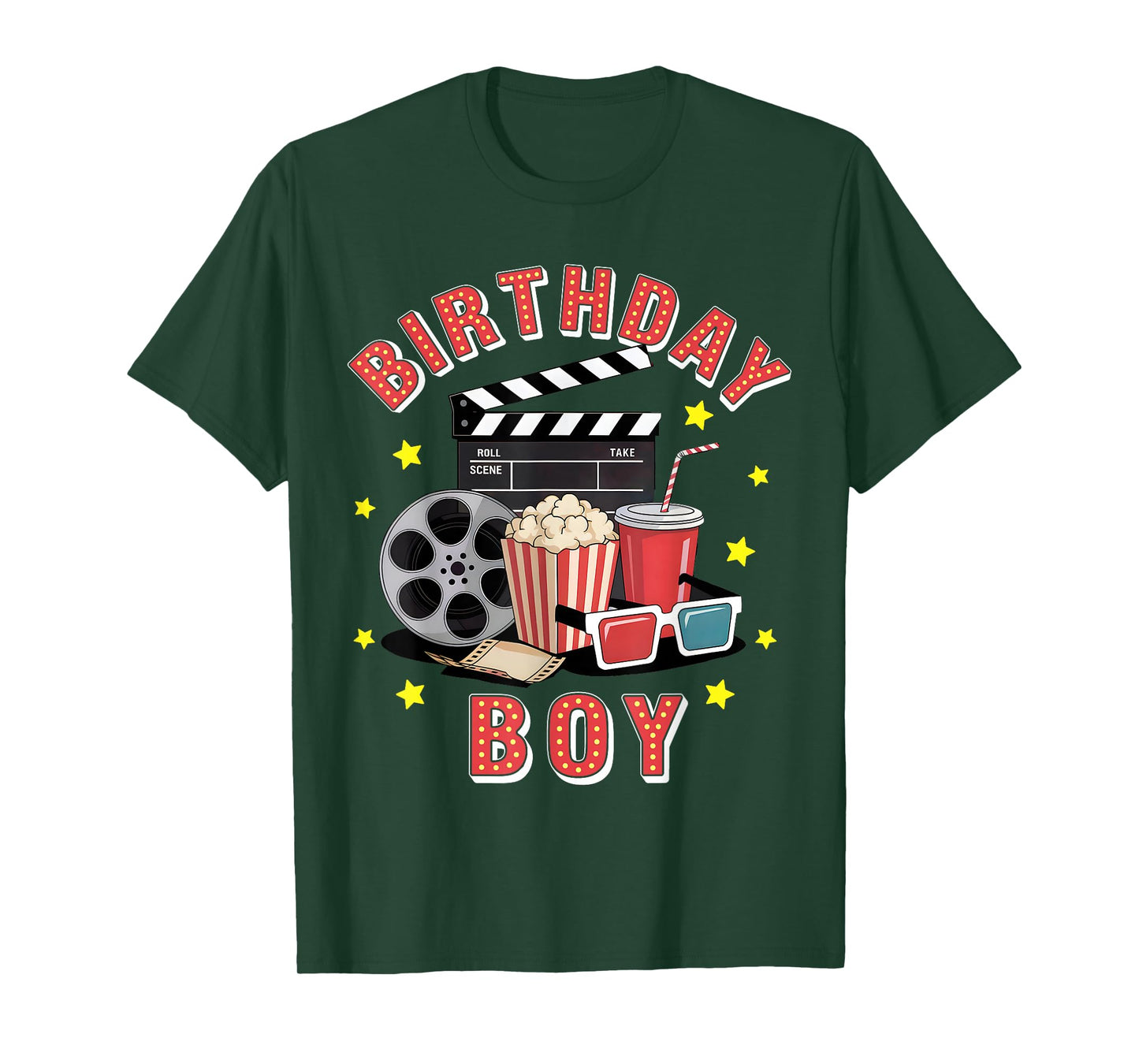 Birthday Boy Movie Night Theme Matching Party T-Shirt