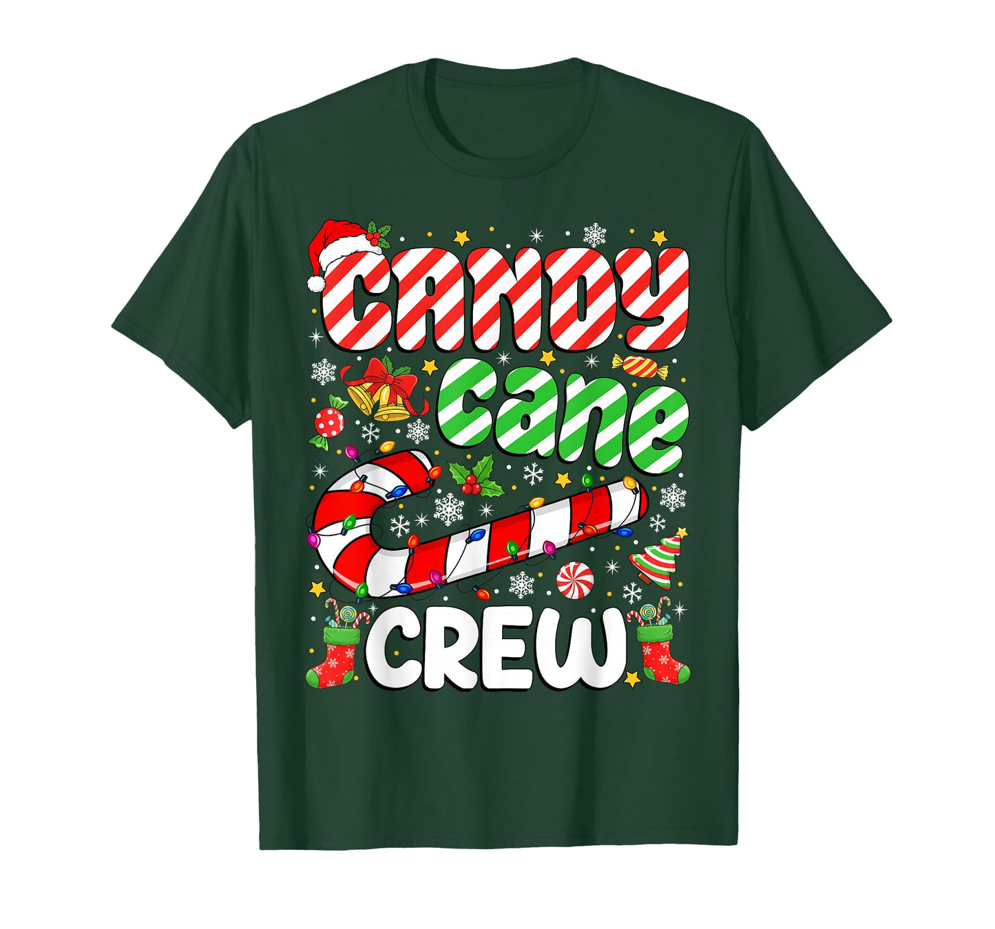 Candy Cane Crew Christmas Matching Family Pajama Candy Lover T-Shirt