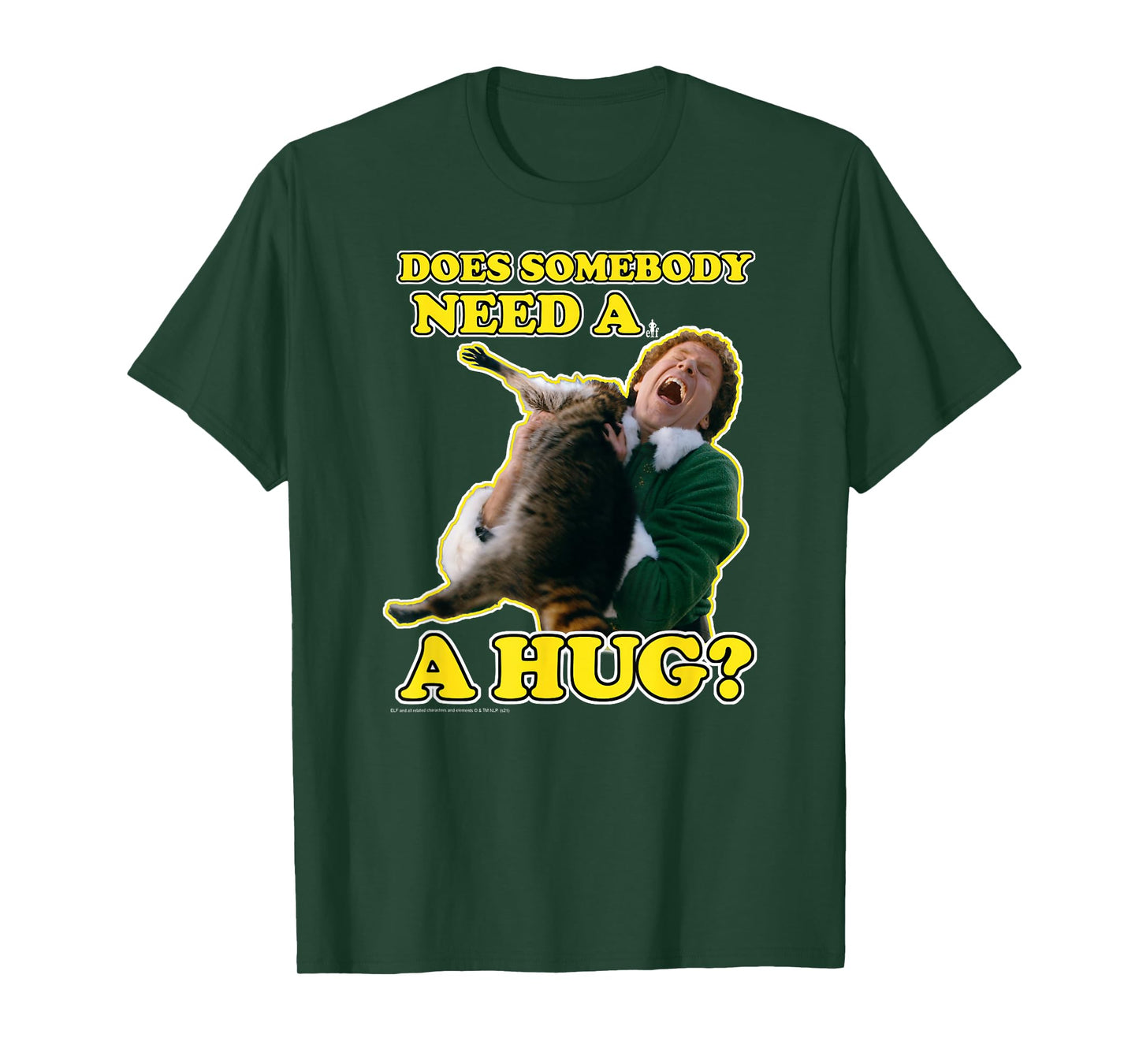 Elf Need a Hug Raccoon Attack Funny Christmas T-Shirt