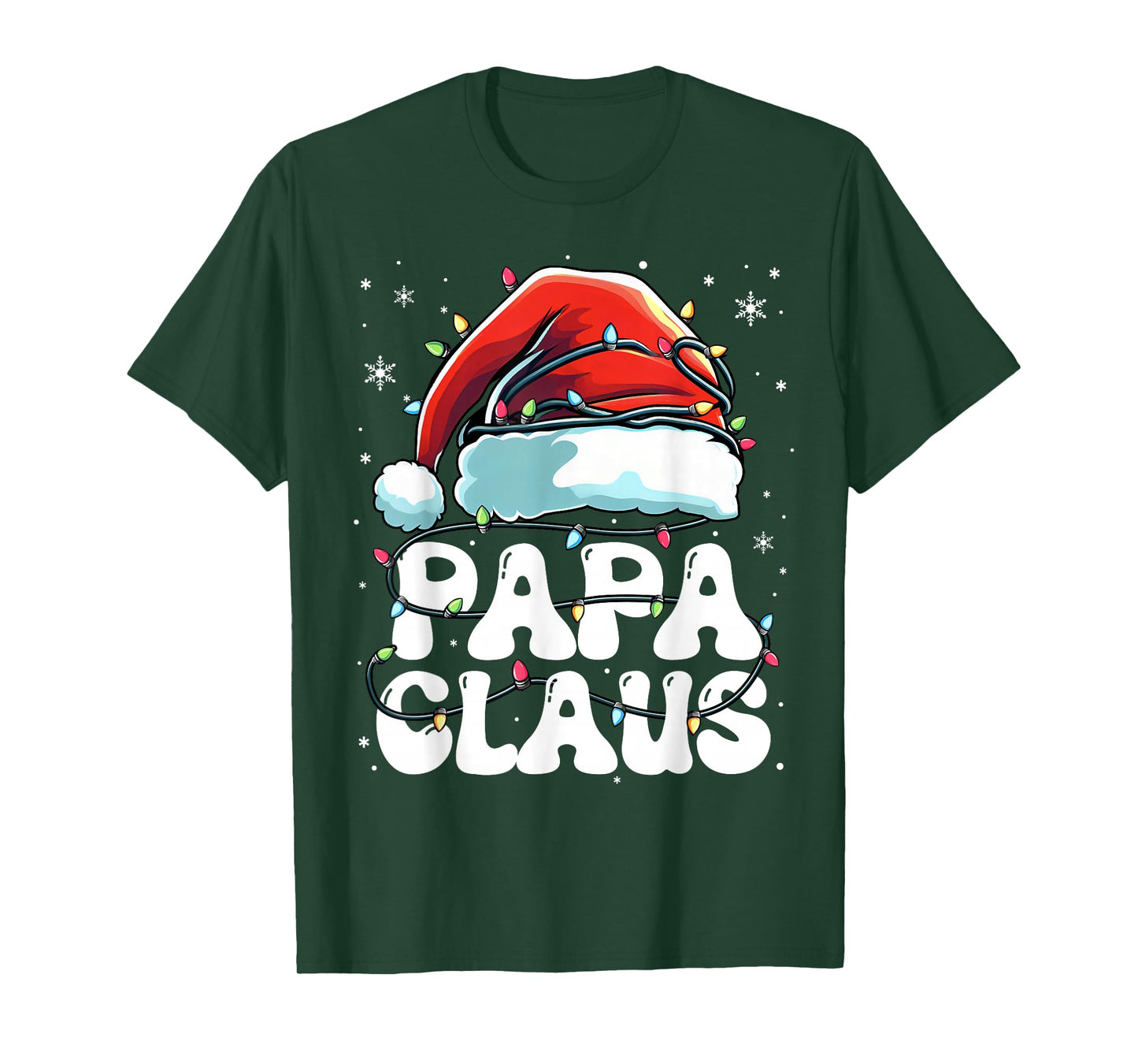 Groovy Papa Claus Christmas Lights Family Xmas Pajama T-Shirt