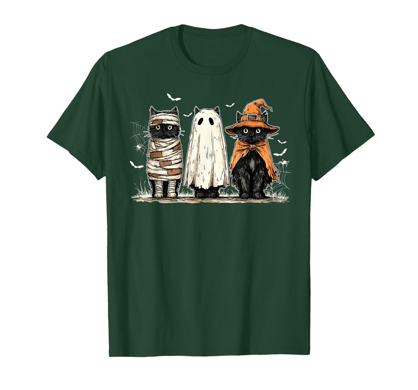 Black Cat Spooky Season Ghost Witch Mummy Funny Halloween T-Shirt