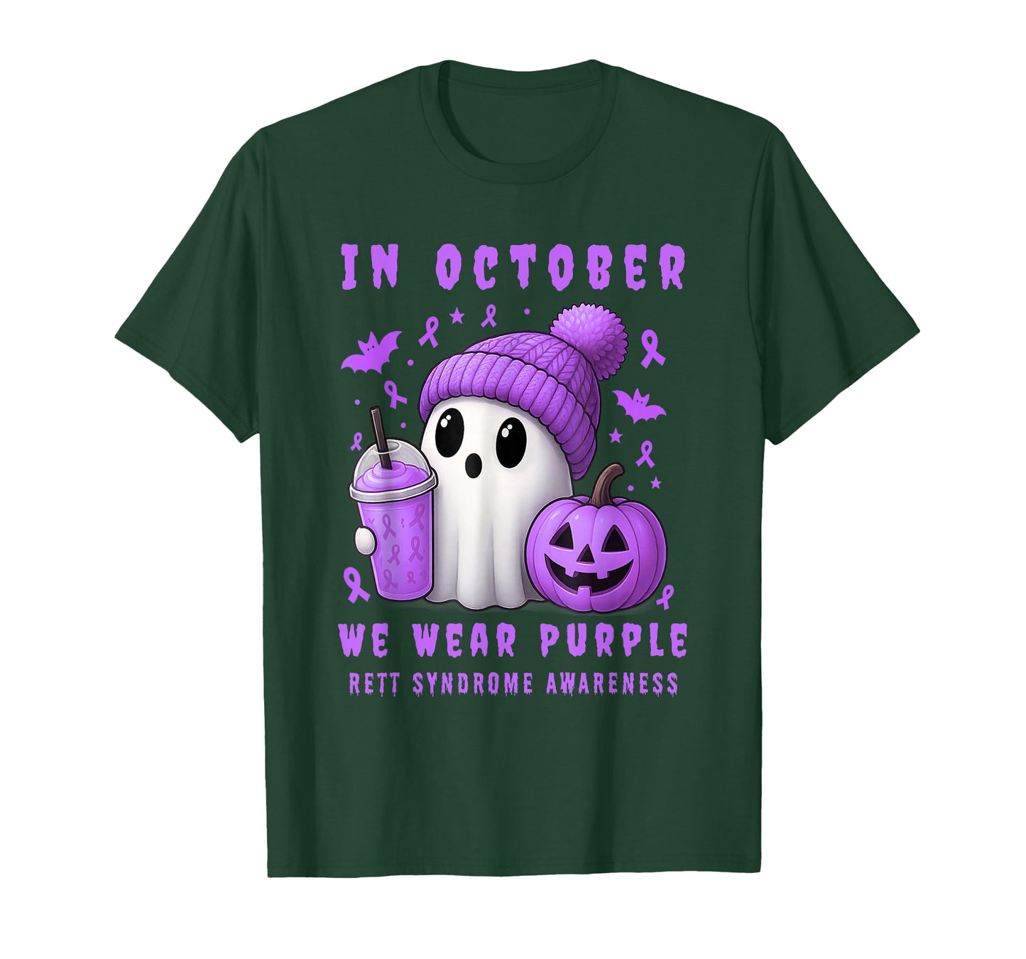 Halloween Boo Rett Syndrome Awareness in October Purple T-Shirt