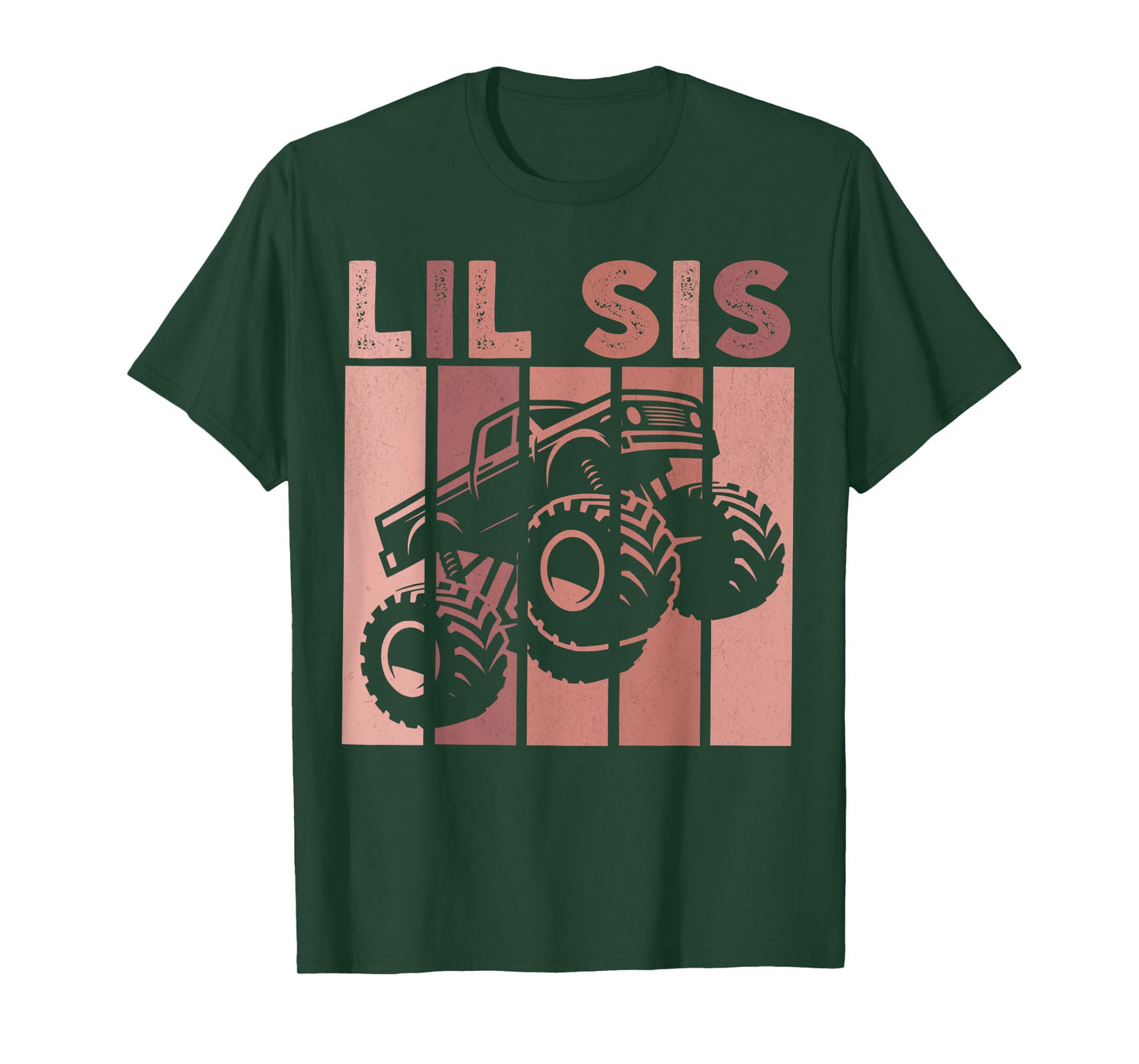 Little Sister Monster Truck Retro Lil Sis Matching Sibling T-Shirt