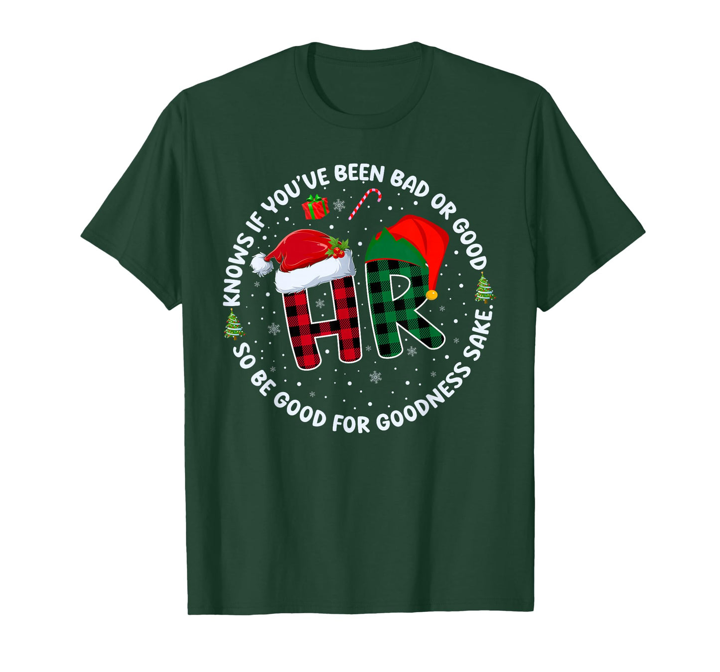 HR Knows If You've Been Bad Or Good Funny Christmas Plaid T-Shirt