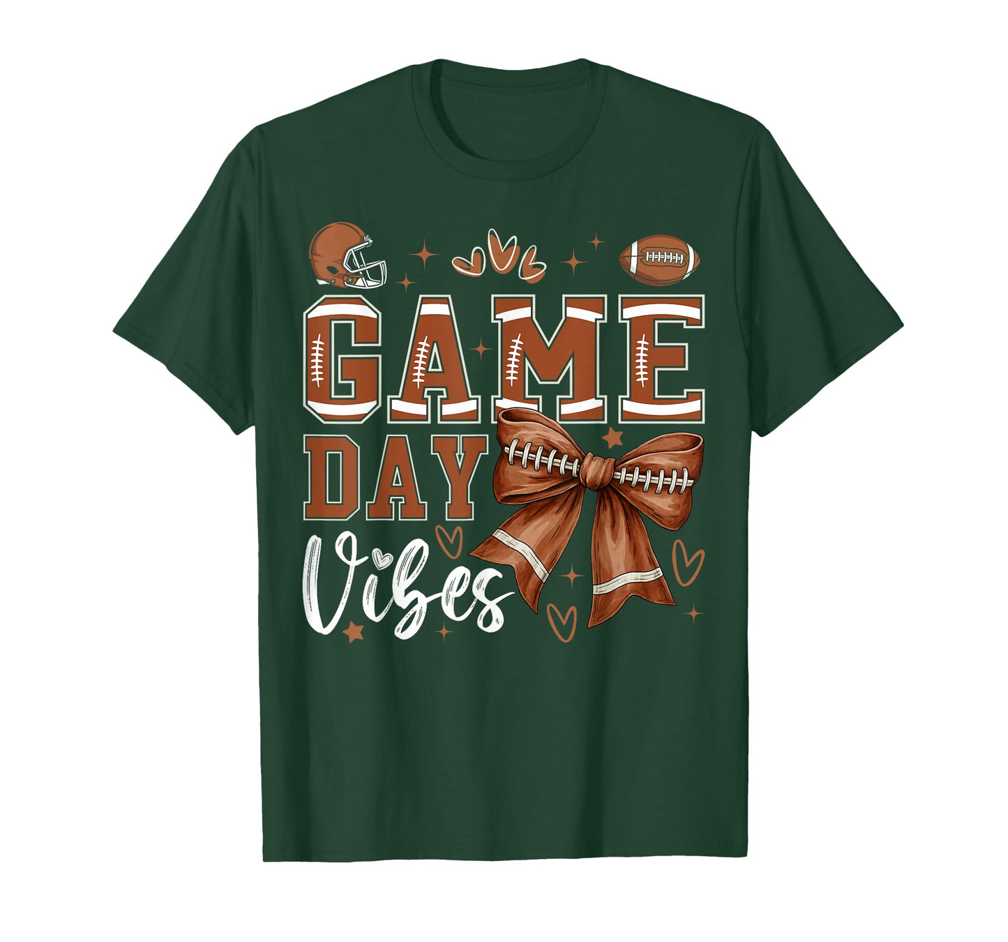 Game Day Vibes Football Coquette Bow Football Girl T-Shirt