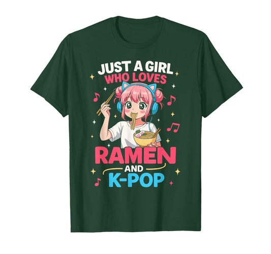Just A Girl Who Loves Ramen and K-pop Funny Kpop Lover T-Shirt
