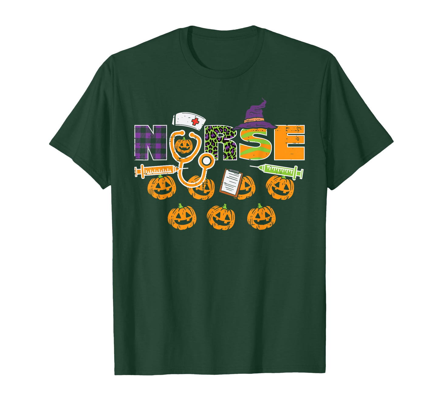 Leopard Plaid Nurse Halloween Cute Costume Nursing Men Women T-Shirt