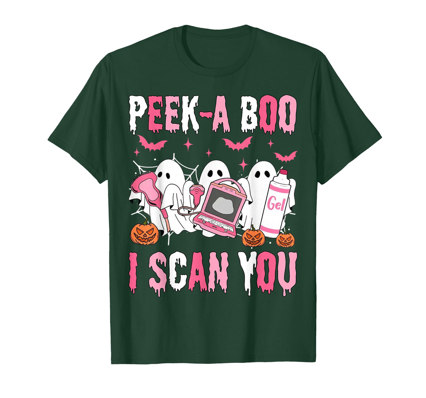 Peek A Boo I Scan You Spooky Sonographer Ultrasound Tech T-Shirt