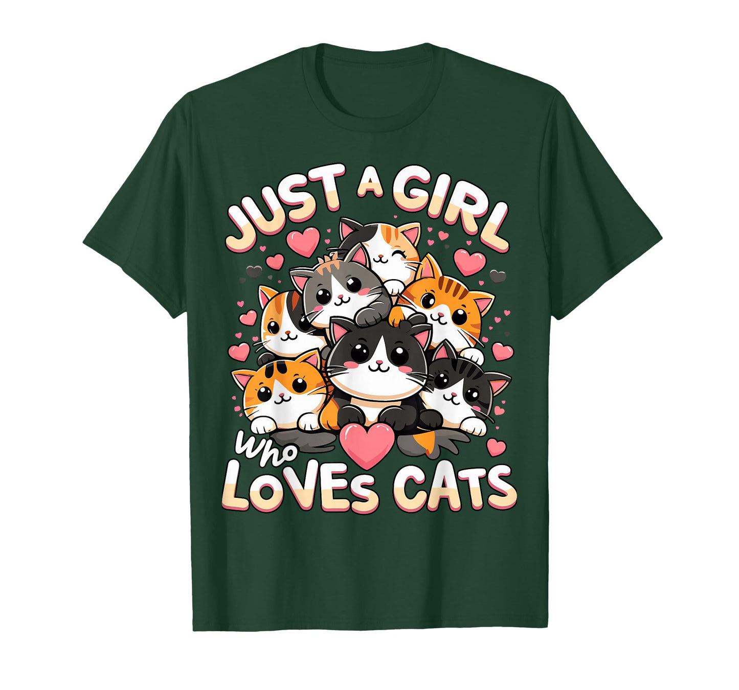 Just A Girl Who Loves Cats Cute Kitten Kawaii Cat Lover T-Shirt