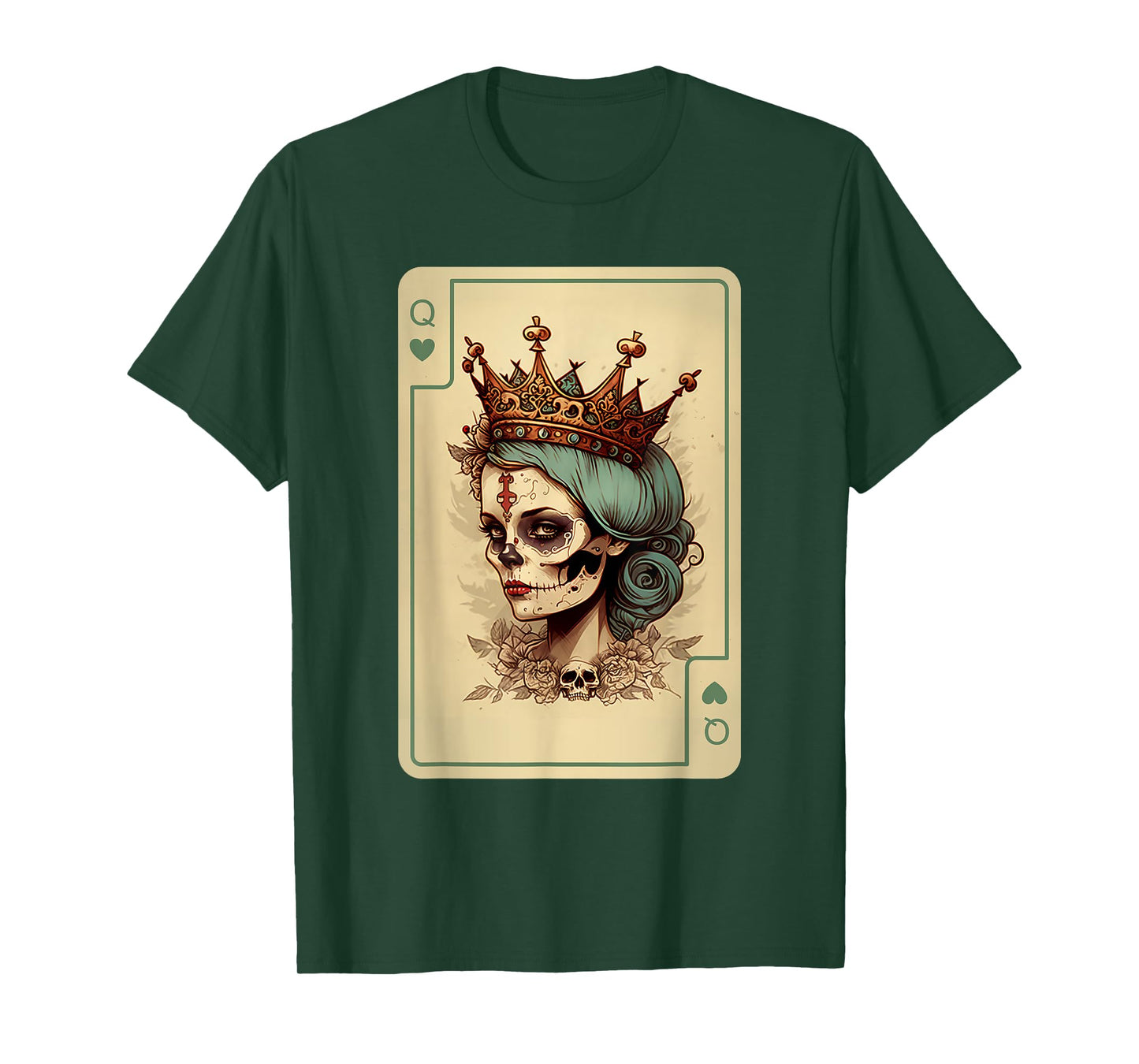 Queen of Hearts Gothic Poker Card Game Halloween Creepy T-Shirt