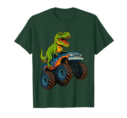 Kids Monster Truck Dinosaur T-Shirt