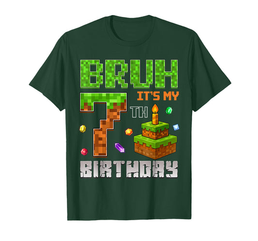 It's My 7th Birthday Game Pixel 7 Year Old Birthday Boy T-Shirt