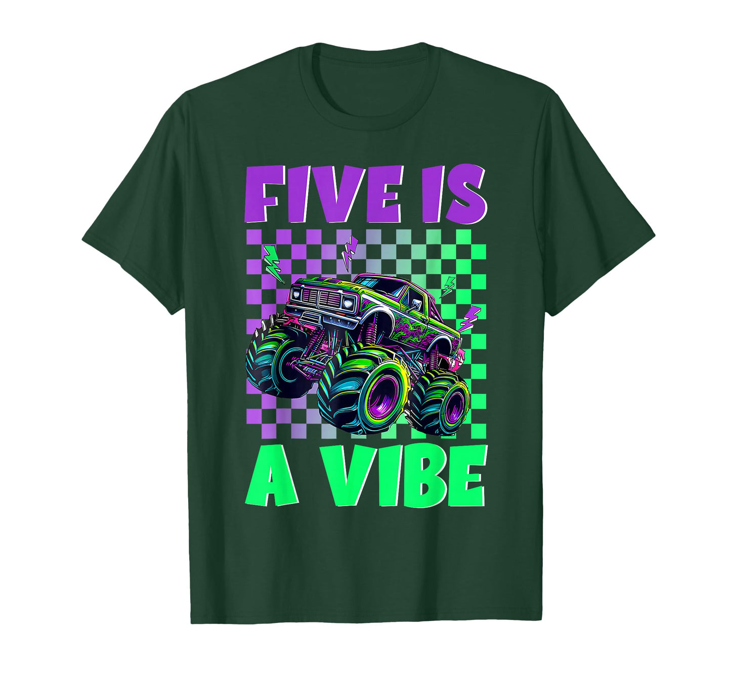 5 Year Old Five is A Vibe Monster Truck 5th Birthday Boy T-Shirt