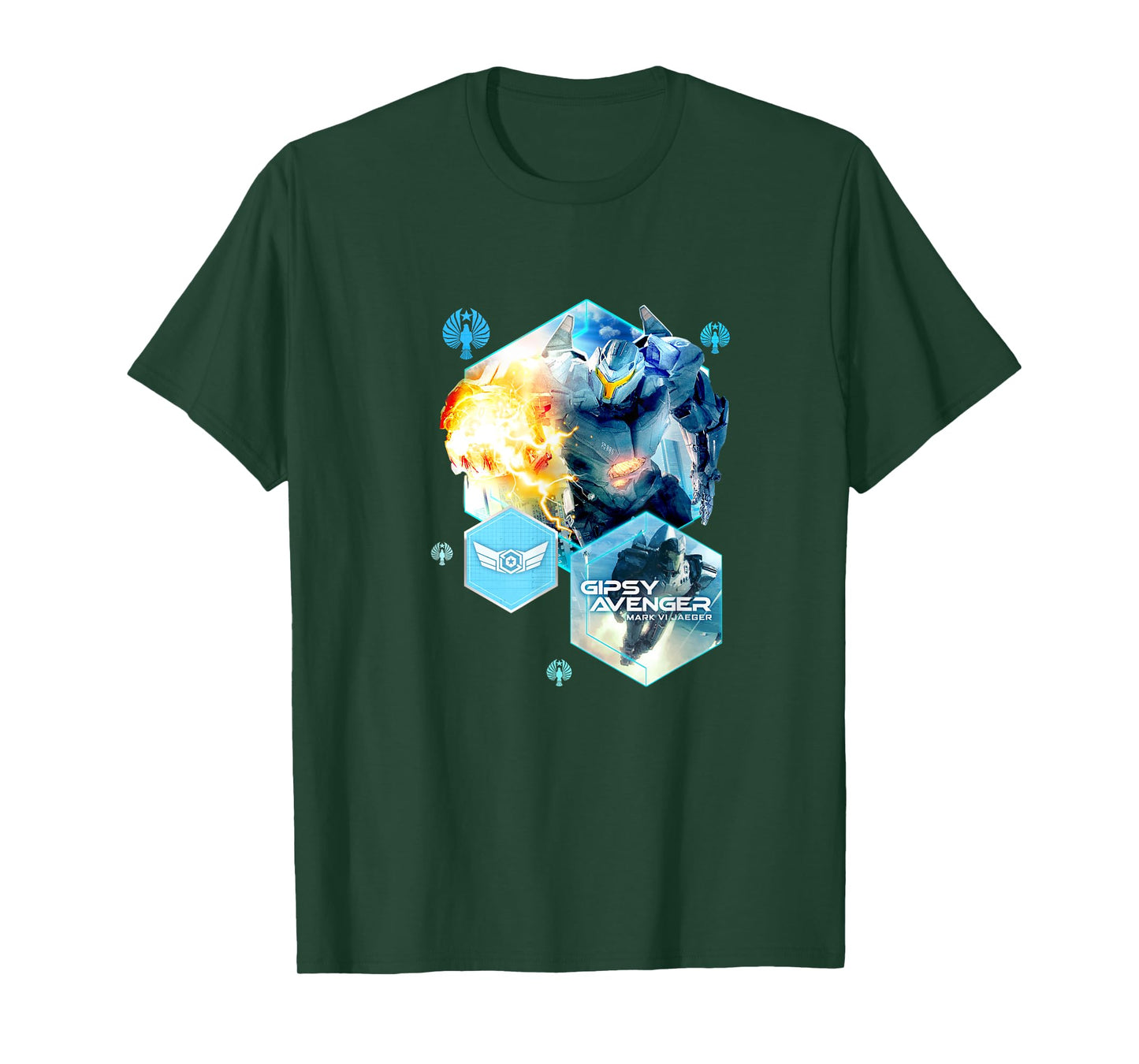 Pacific Rim Gipsy Avenger Flight T-Shirt - Black, Unisex-Adults, Short Sleeve, Small