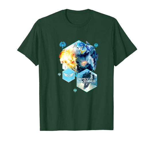 Pacific Rim Gipsy Avenger Flight T-Shirt - Black, Unisex-Adults, Short Sleeve, Small