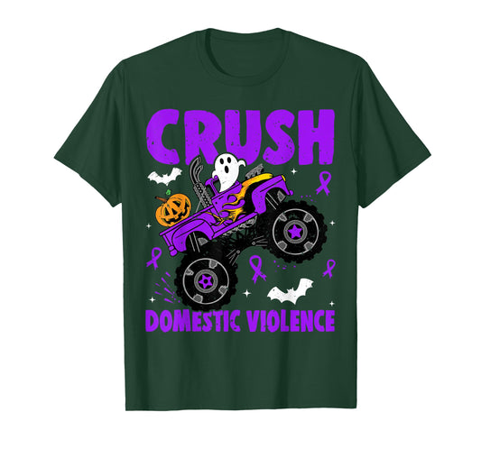 Crush Domestic Violence Awareness Halloween Monster Truck T-Shirt