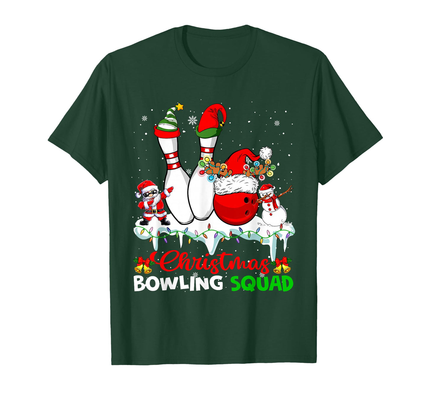 Christmas Bowling Squad Dabbing Santa Elf Bowling Tools T-Shirt