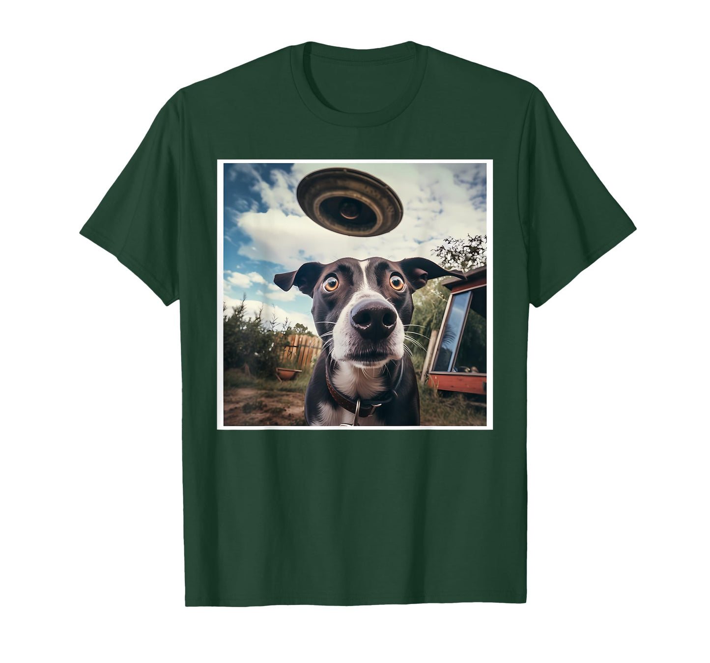 Dog Selfie with UFOs Alien Extraterrestrial UFO Believer T-Shirt