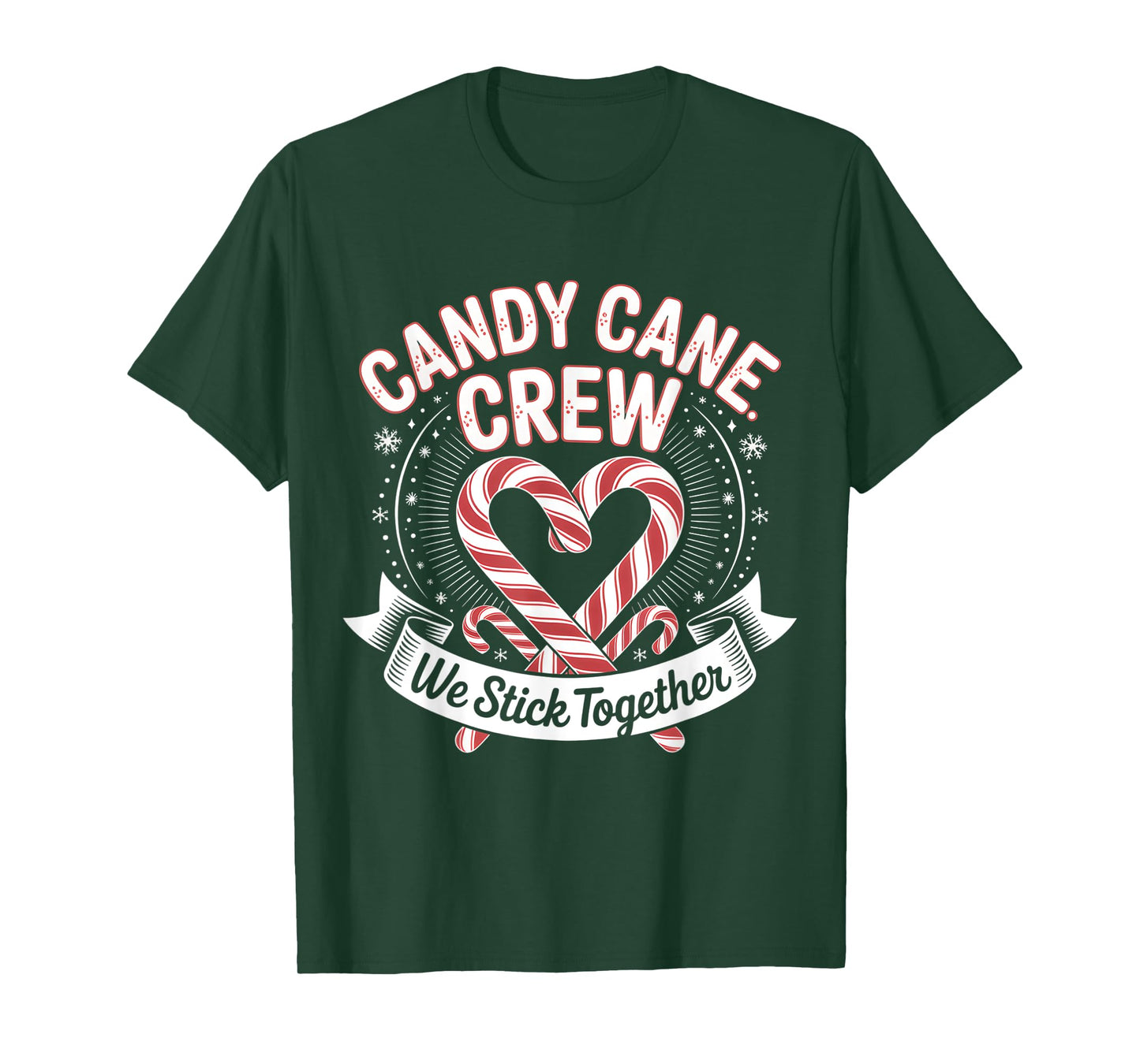 Christmas Candy Cane Heart Crew Family Matching Pajamas T-Shirt