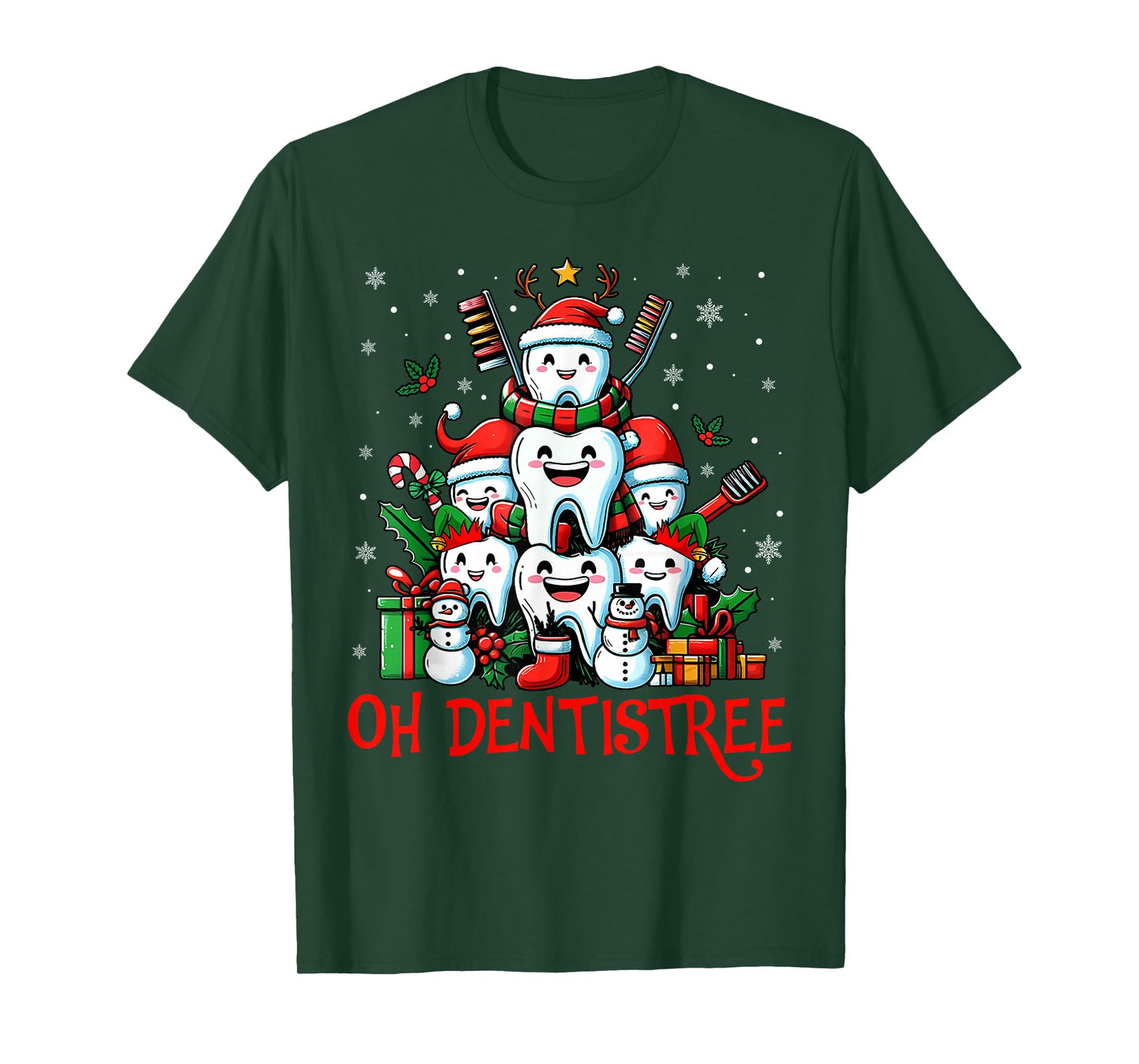 Oh Dentistree Teeth Dentistry Dental Dentist Christmas Tree T-Shirt