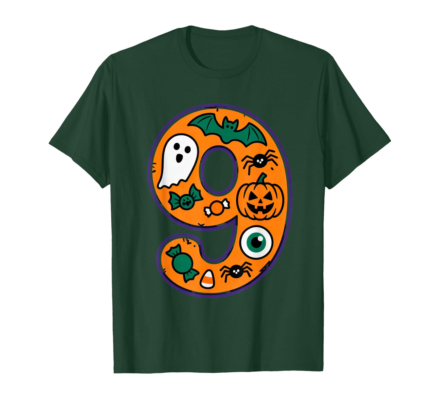 Halloween Number 9 Birthday Pumpkin Ghost Spider Candy Party T-Shirt