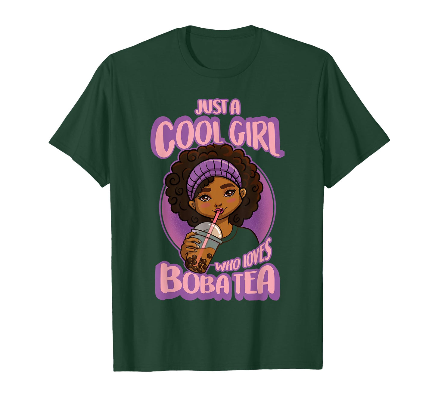 Kawaii Black Girl Anime Boba Tea T-Shirt