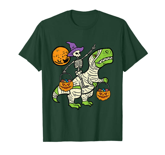 Kids Skeleton Dino Pumpkin Halloween Costume Toddler Boys Kids T-Shirt
