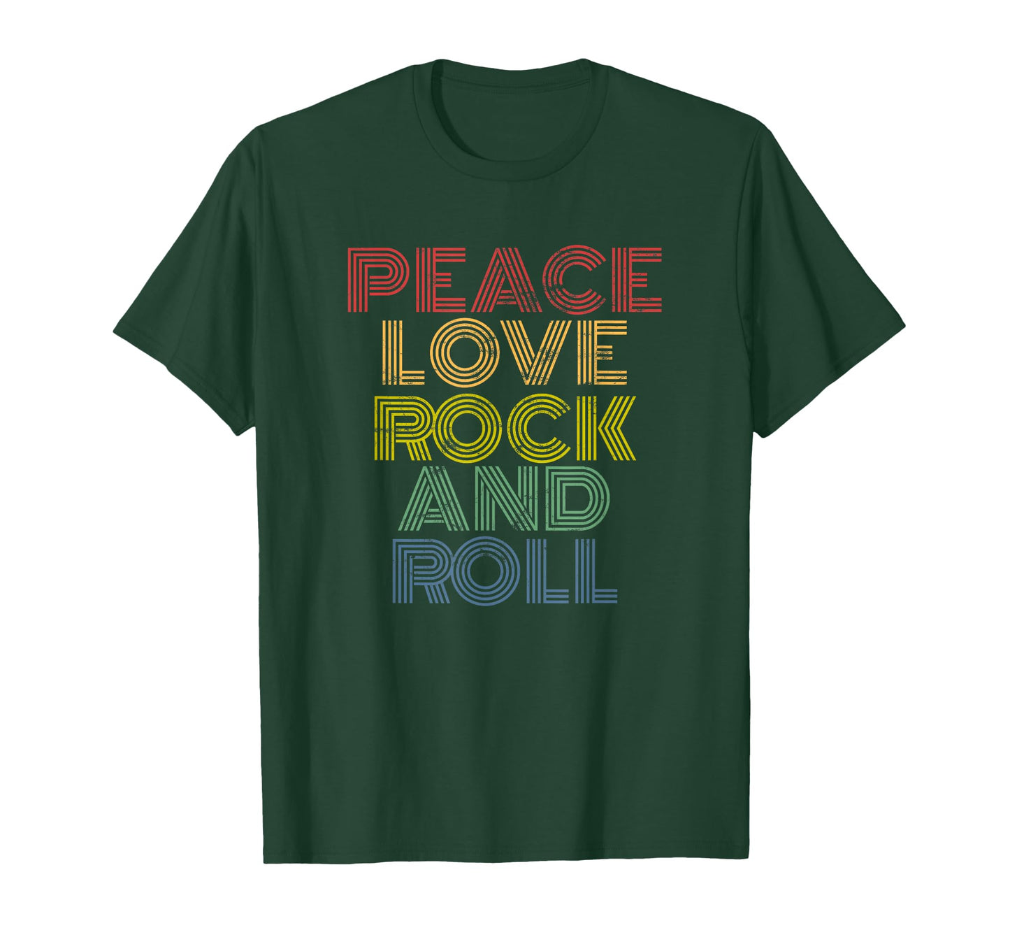 Peace Love Rock'n'Roll Distressed Rock Concert T-Shirt